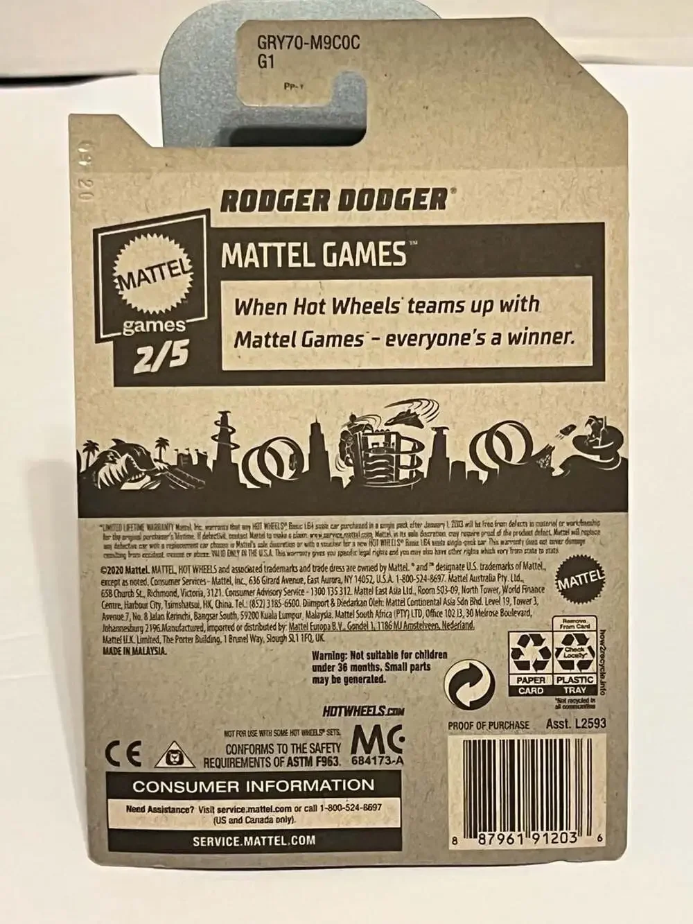 Hot Wheels Mattel Games Series Rodger Dodger Magic 8 Ball 73/250